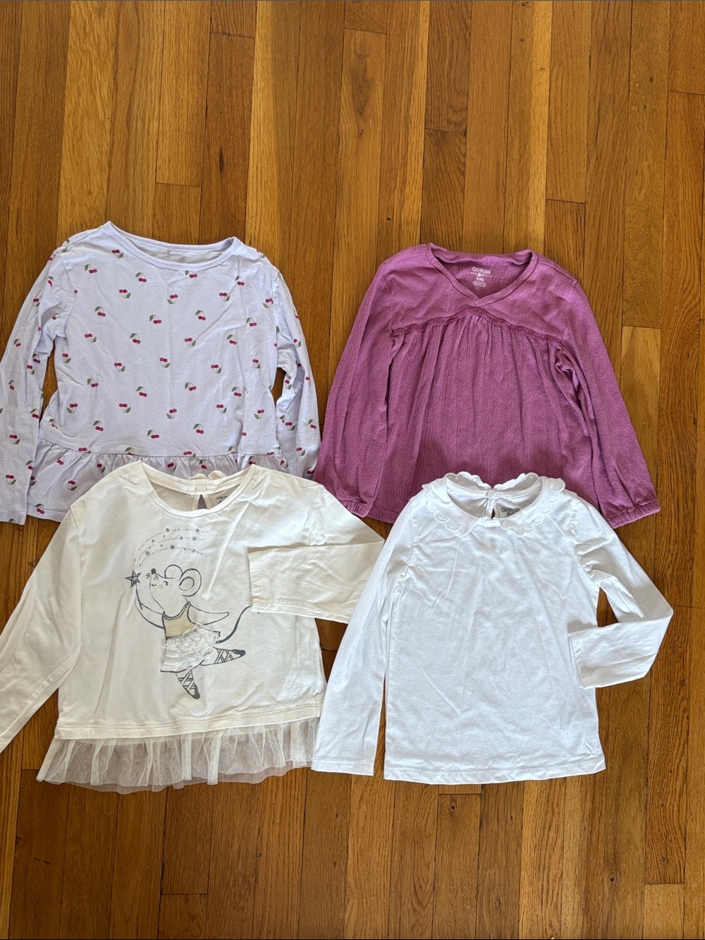 Toddler girl Long Sleeve Top Bundle - White, Light Pink, Mauve 4t